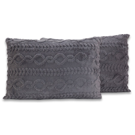 Par de Fronhas Zurique em Manta Trançada Alto Relevo Plush Fleece Flannel 70cm x 50cm - Decoração Luxo para Inverno