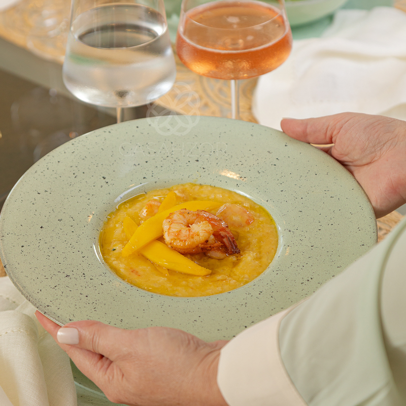 Kit 6 Pratos Para Risoto Cerâmica Pistacchio 28cm HZOR
